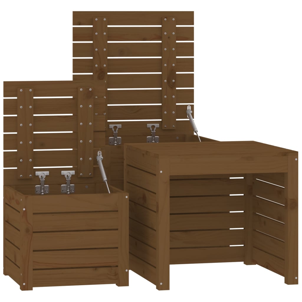 3-delige Tuinboxset massief grenenhout honingbruin is nu te koop bij PeponiXL, paradijselijk wonen!