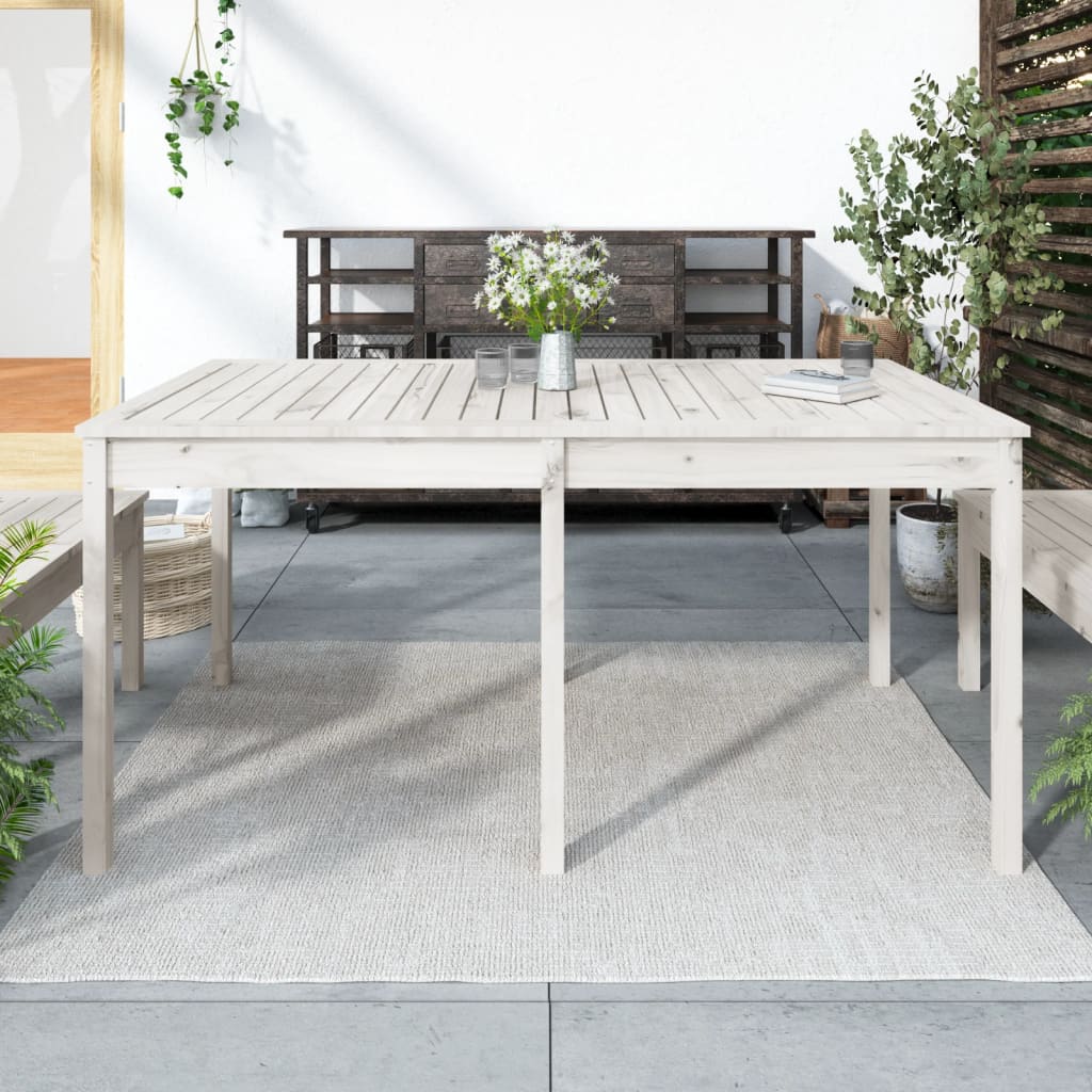 Tuintafel 159,5x82,5x76 cm massief grenenhout wit is nu te koop bij PeponiXL, paradijselijk wonen!