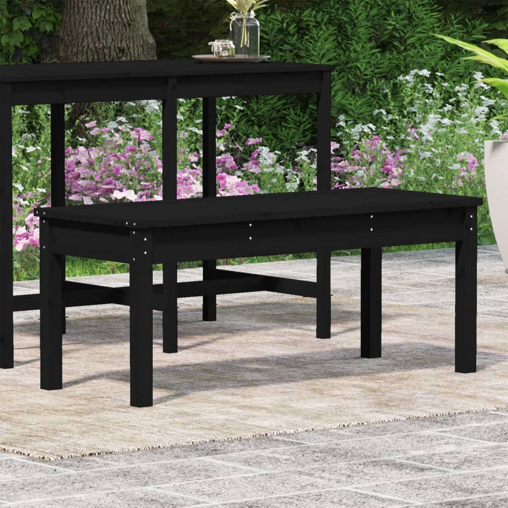 Tuinbank 109x44x45 cm massief grenenhout zwart is nu te koop bij PeponiXL, paradijselijk wonen!