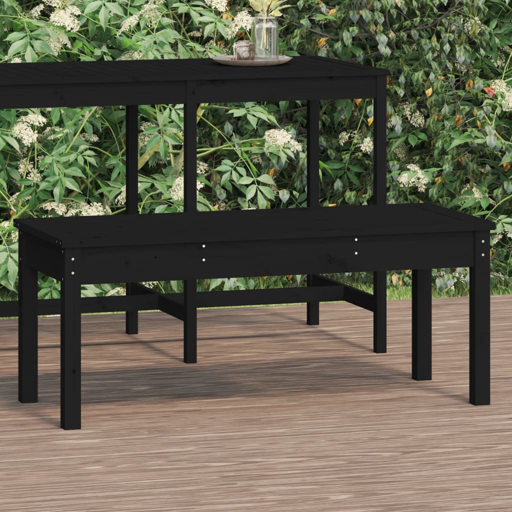Tuinbank 109x44x45 cm massief grenenhout zwart is nu te koop bij PeponiXL, paradijselijk wonen!