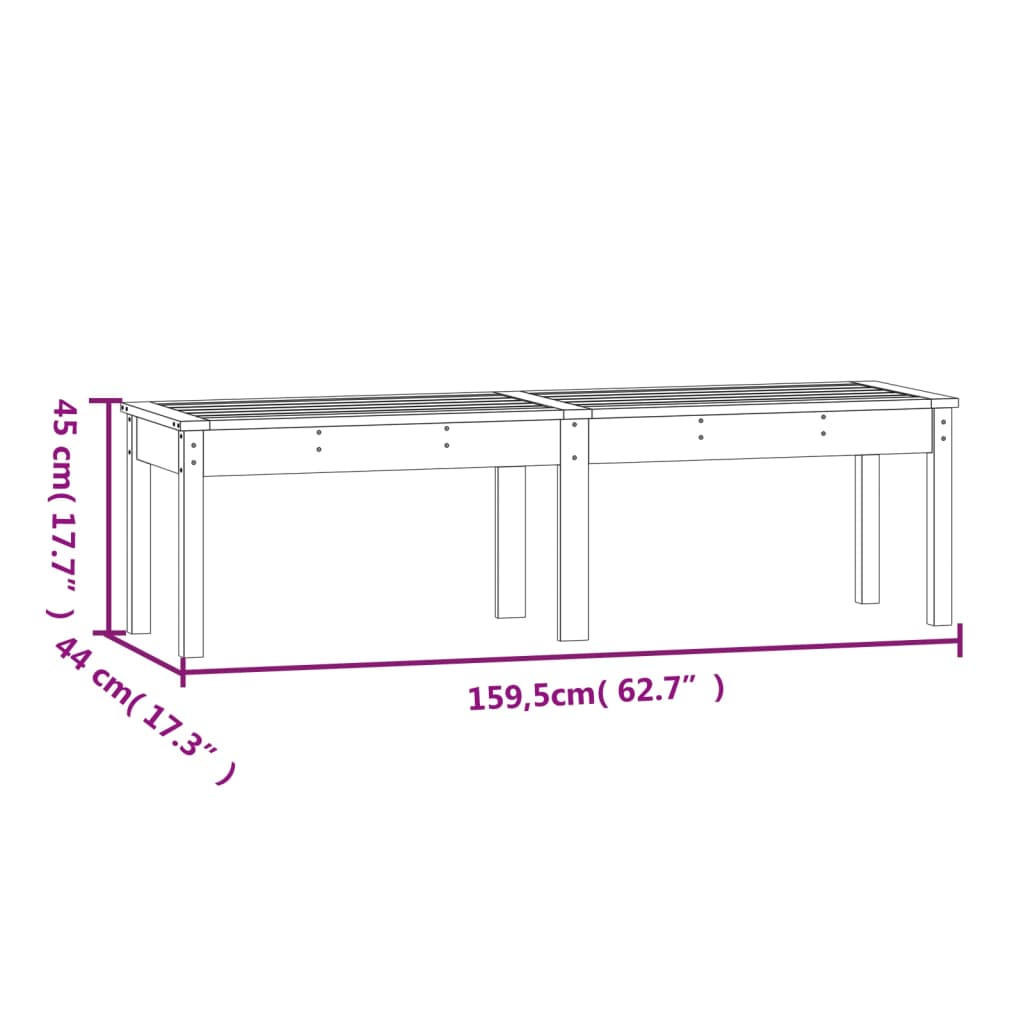 Tuinbank 2-zits 159,5x44x45 cm massief grenenhout grijs is nu te koop bij PeponiXL, paradijselijk wonen!