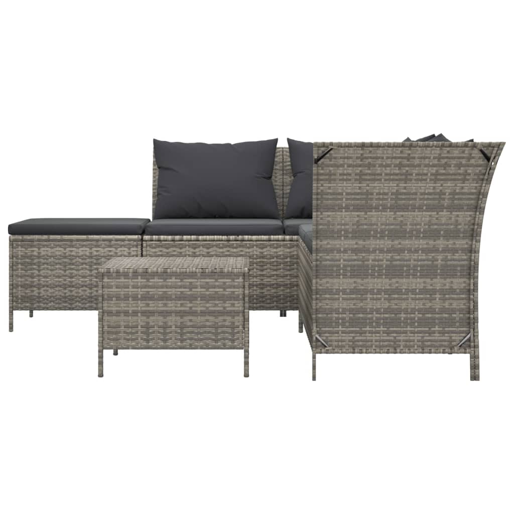 4-delige Loungeset met kussens poly rattan grijs is nu te koop bij PeponiXL, paradijselijk wonen!