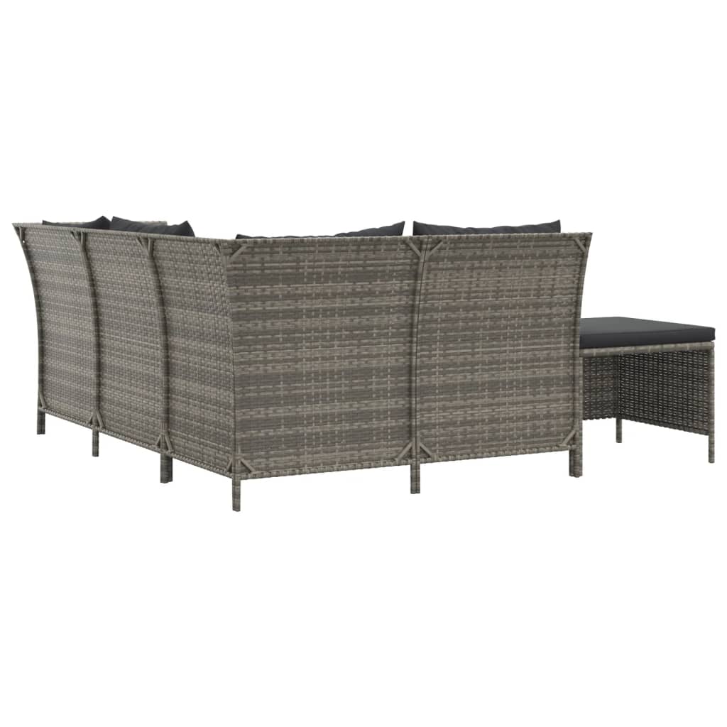4-delige Loungeset met kussens poly rattan grijs is nu te koop bij PeponiXL, paradijselijk wonen!