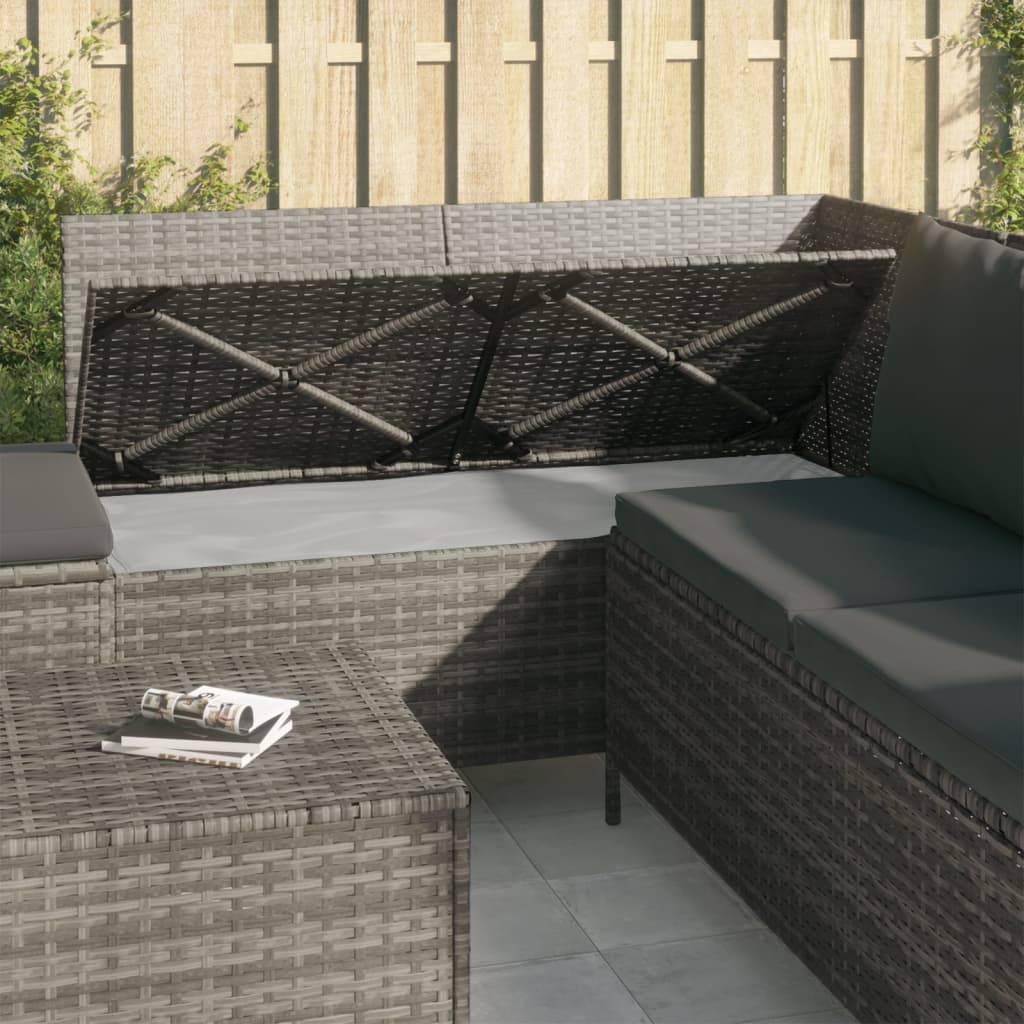 4-delige Loungeset met kussens poly rattan grijs is nu te koop bij PeponiXL, paradijselijk wonen!