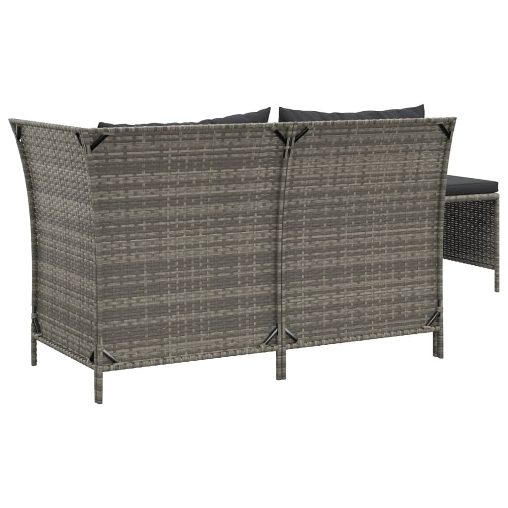 3-delige Loungeset met kussens poly rattan grijs is nu te koop bij PeponiXL, paradijselijk wonen!