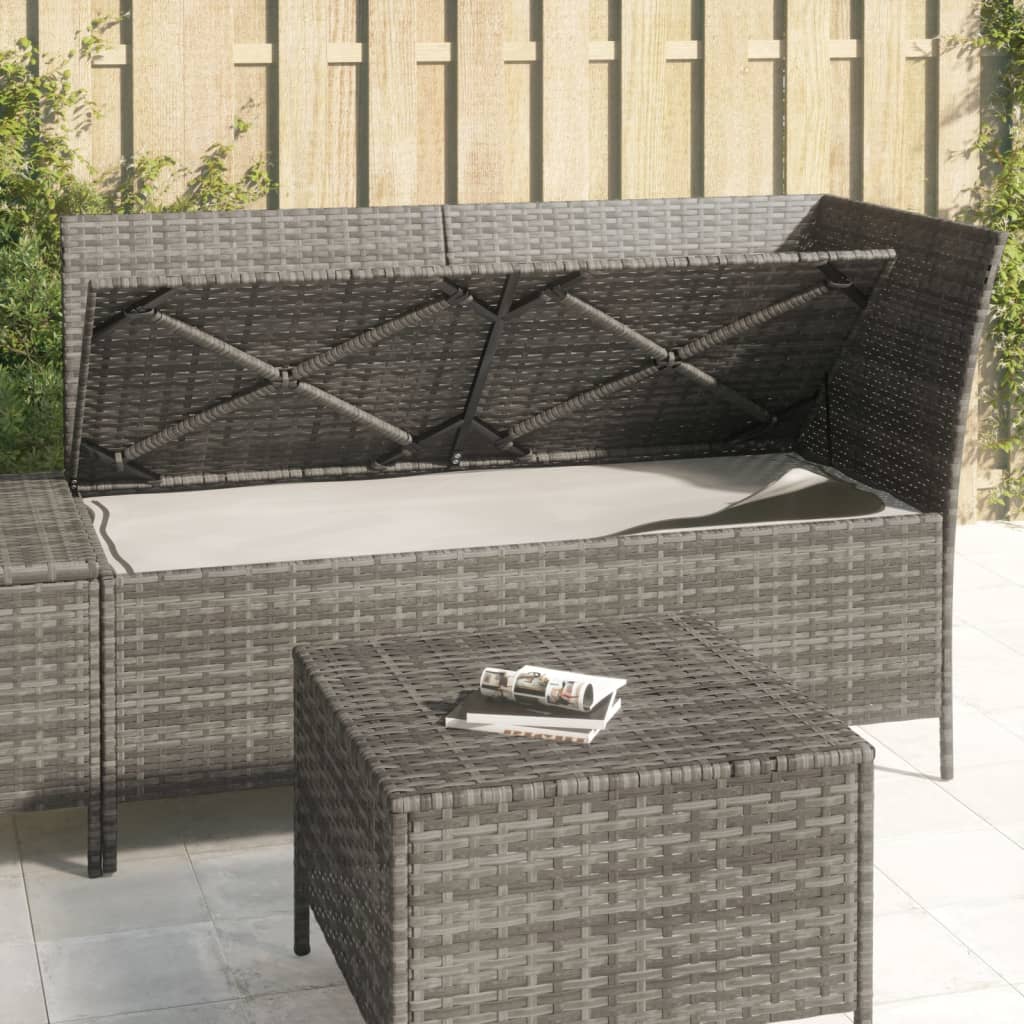 3-delige Loungeset met kussens poly rattan grijs is nu te koop bij PeponiXL, paradijselijk wonen!