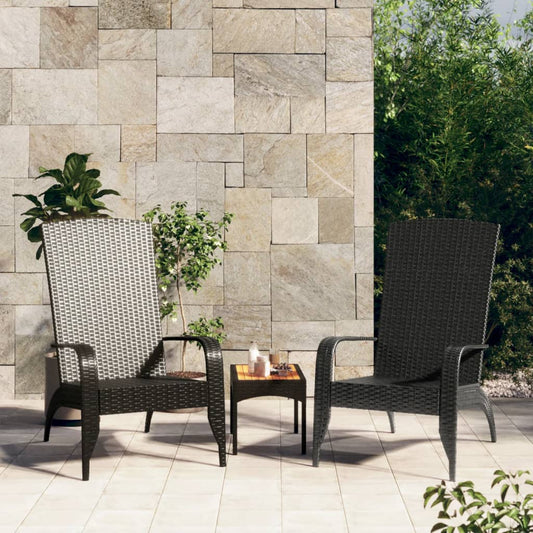 Tuinstoel Adirondack Zwart Poly Rattan is nu te koop bij PeponiXL, paradijselijk wonen!