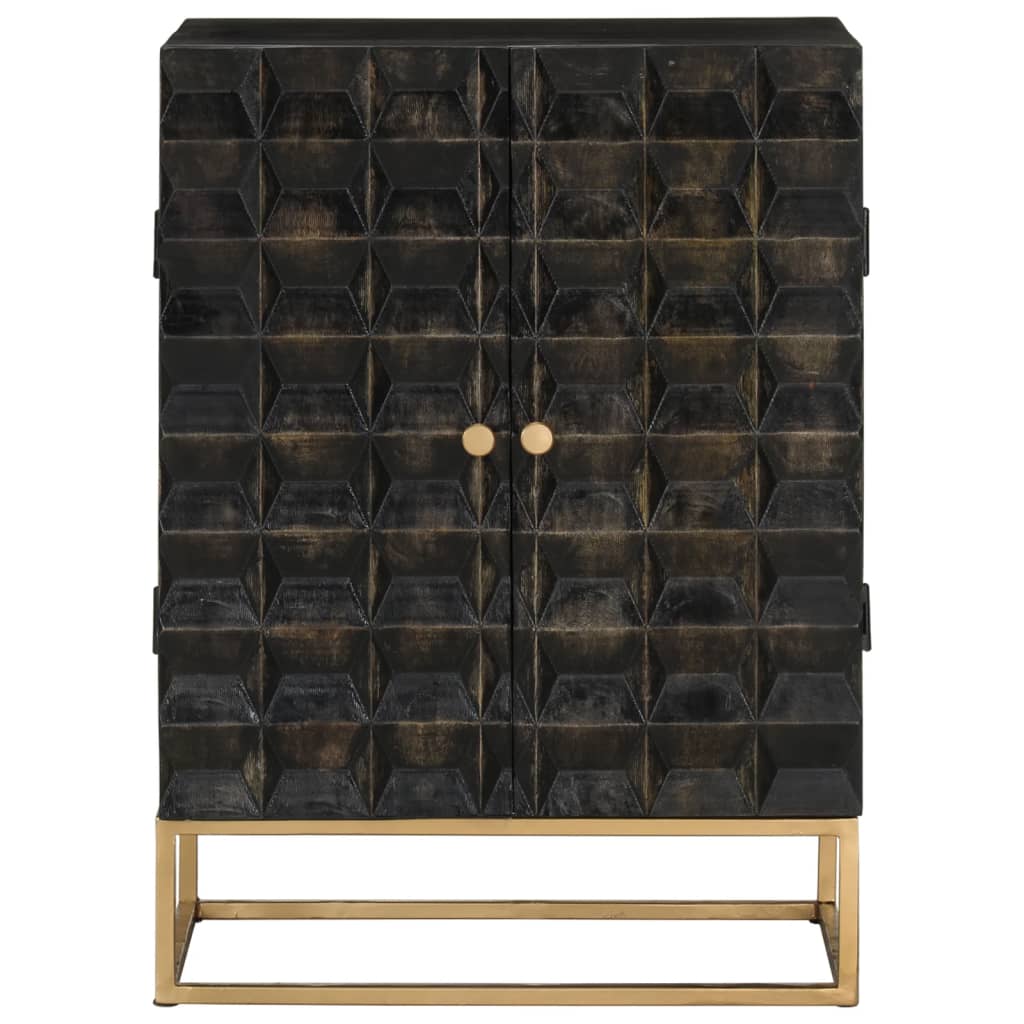 Dressoir 55x34x75 cm massief mangohout en ijzer zwart is nu te koop bij PeponiXL, paradijselijk wonen!