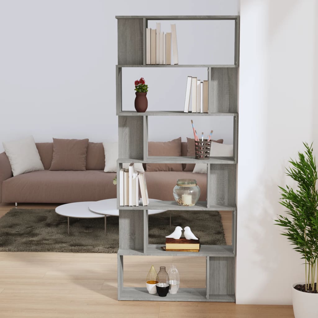 Boekenkast/kamerscherm 80x24x192 cm bewerkt hout grijs sonoma is nu te koop bij PeponiXL, paradijselijk wonen!
