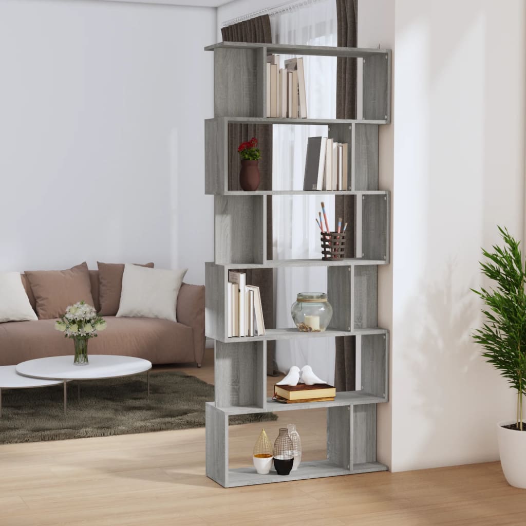 Boekenkast/kamerscherm 80x24x192 cm bewerkt hout grijs sonoma is nu te koop bij PeponiXL, paradijselijk wonen!
