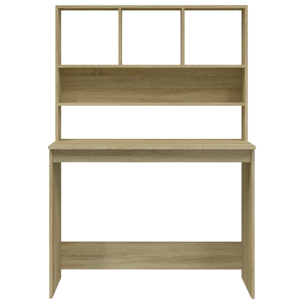 Bureau met schappen 102x45x148 bewerkt hout sonoma eikenkleur is nu te koop bij PeponiXL, paradijselijk wonen!