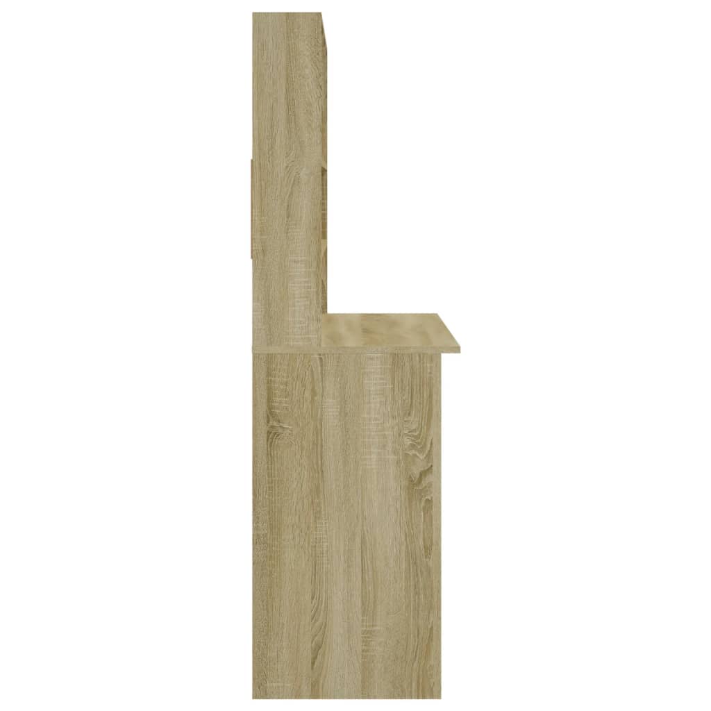 Bureau met schappen 102x45x148 bewerkt hout sonoma eikenkleur is nu te koop bij PeponiXL, paradijselijk wonen!