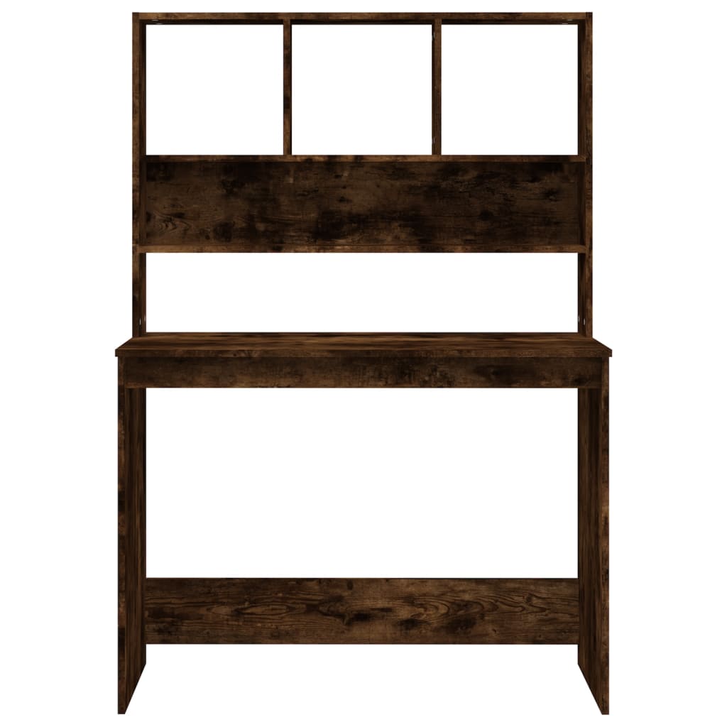Bureau met schappen 102x45x148 cm bewerkt hout gerookt eiken is nu te koop bij PeponiXL, paradijselijk wonen!