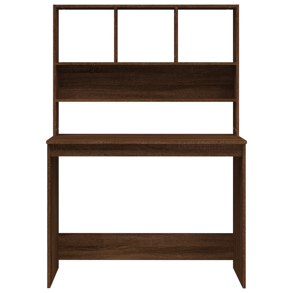 Bureau met schappen 102x45x148 cm bewerkt hout bruineikenkleur is nu te koop bij PeponiXL, paradijselijk wonen!