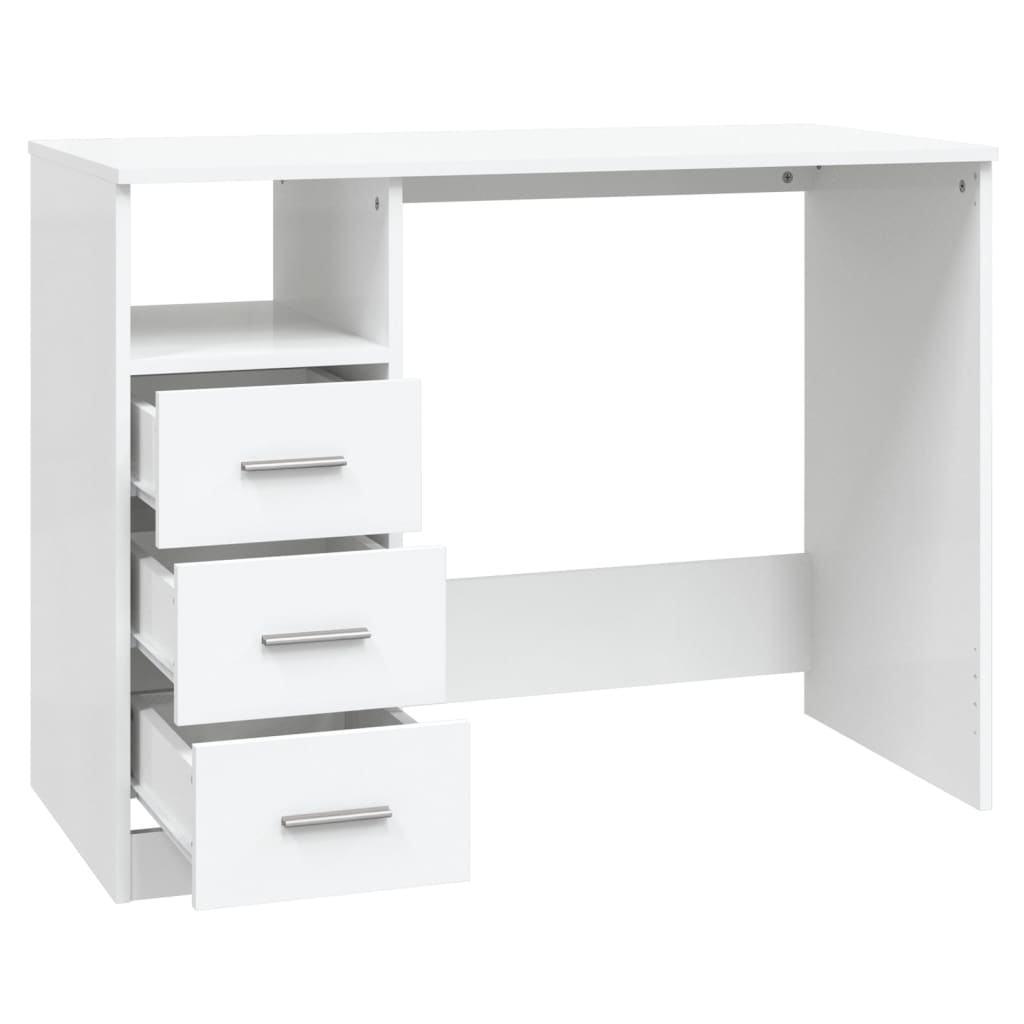 Bureau met lades 102x50x76 cm bewerkt hout wit is nu te koop bij PeponiXL, paradijselijk wonen!
