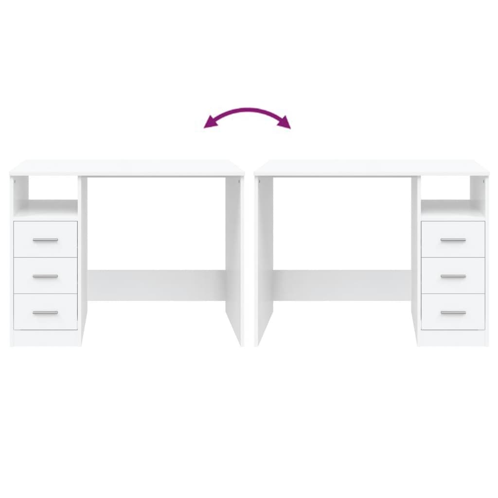 Bureau met lades 102x50x76 cm bewerkt hout wit is nu te koop bij PeponiXL, paradijselijk wonen!