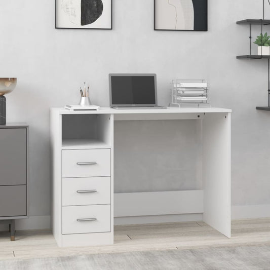 Bureau met lades 102x50x76 cm bewerkt hout wit is nu te koop bij PeponiXL, paradijselijk wonen!