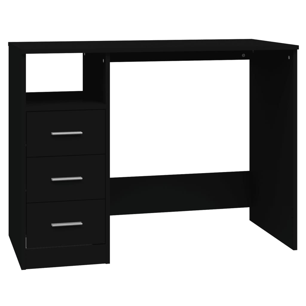 Bureau met lades 102x50x76 cm bewerkt hout zwart is nu te koop bij PeponiXL, paradijselijk wonen!