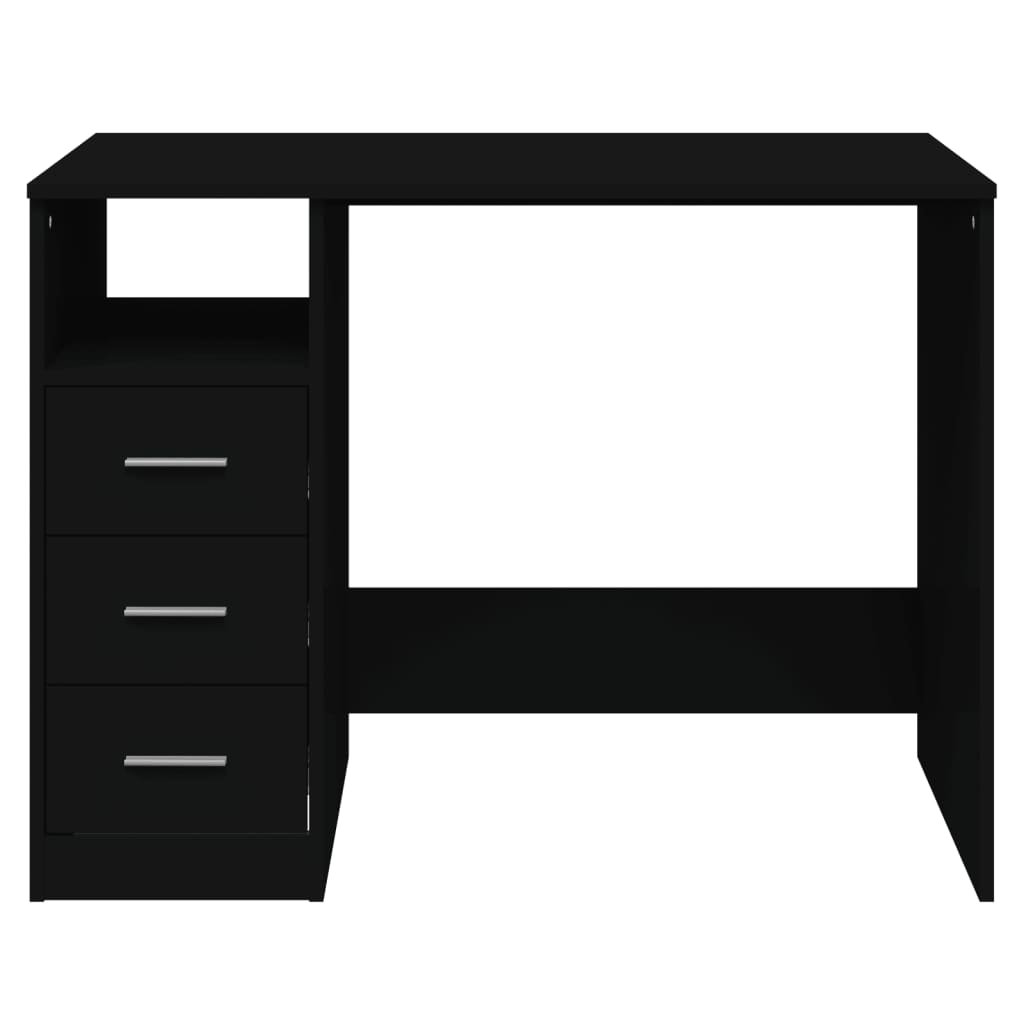 Bureau met lades 102x50x76 cm bewerkt hout zwart is nu te koop bij PeponiXL, paradijselijk wonen!