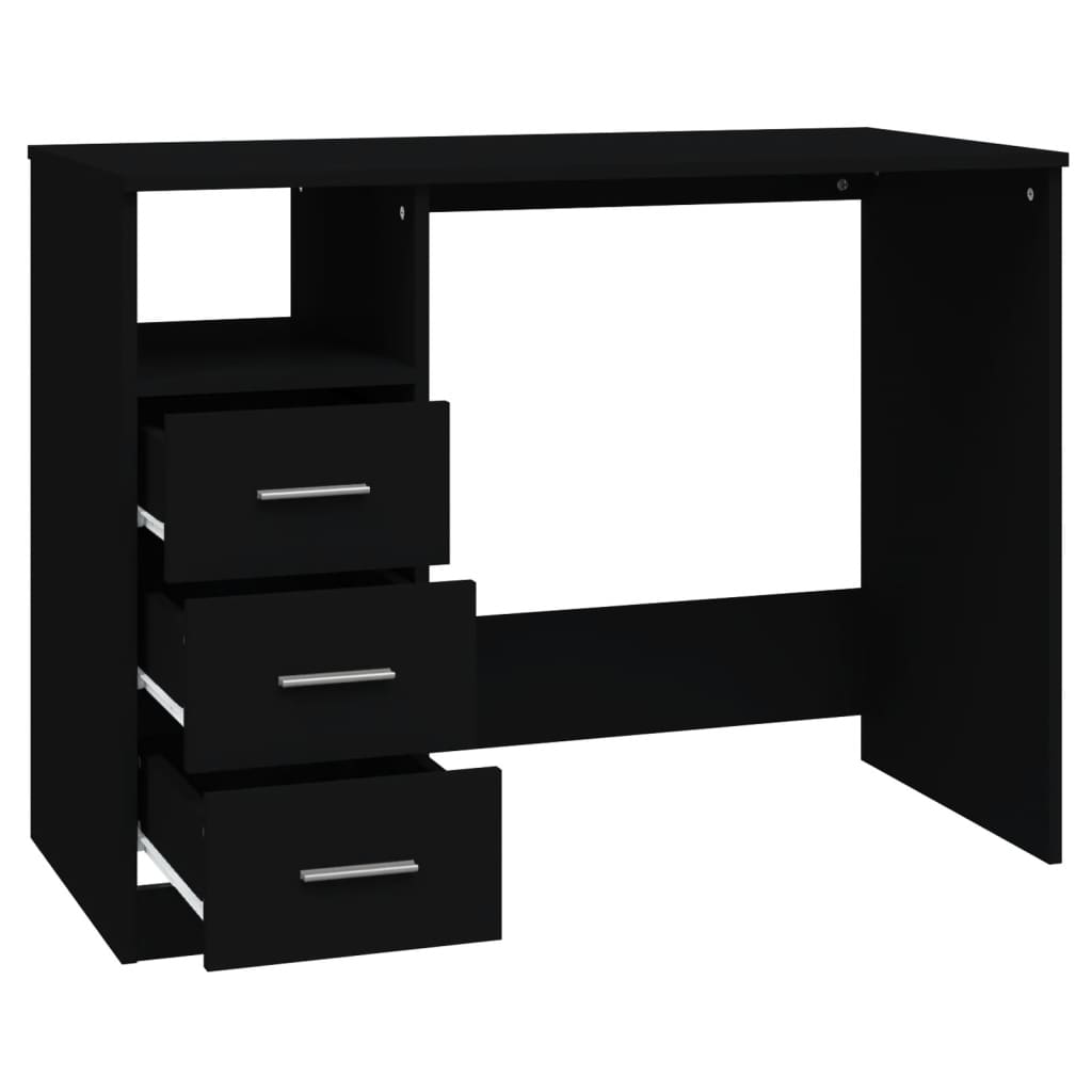 Bureau met lades 102x50x76 cm bewerkt hout zwart is nu te koop bij PeponiXL, paradijselijk wonen!