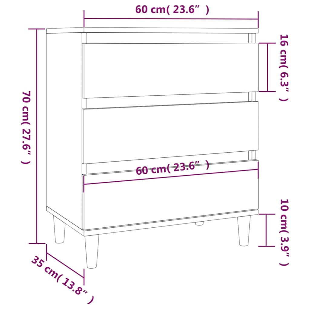 Dressoir 60x35x70 cm bewerkt hout wit is nu te koop bij PeponiXL, paradijselijk wonen!