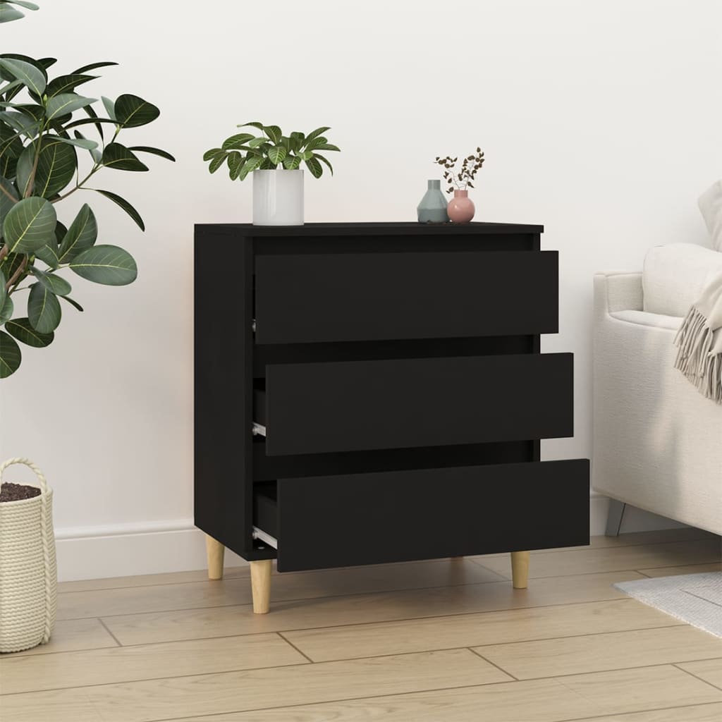 Dressoir 60x35x70 cm bewerkt hout zwart is nu te koop bij PeponiXL, paradijselijk wonen!