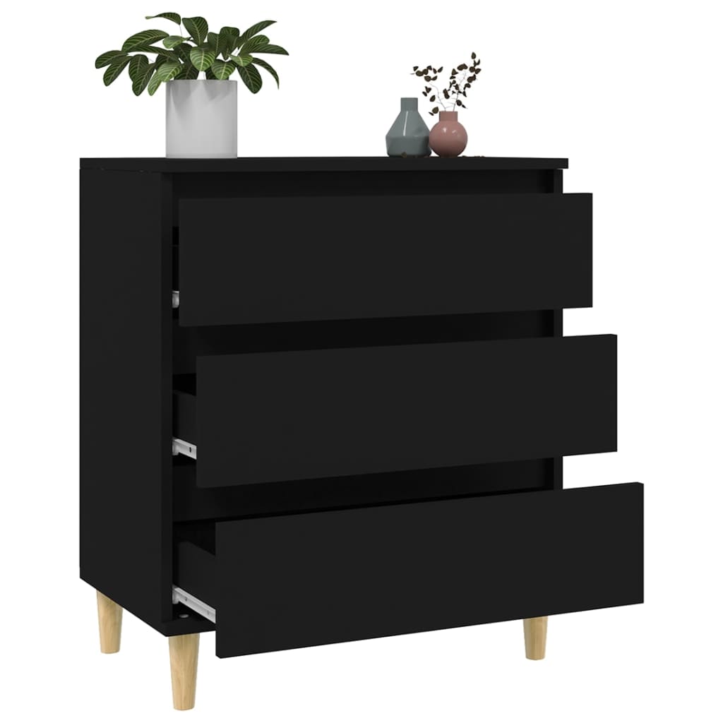 Dressoir 60x35x70 cm bewerkt hout zwart is nu te koop bij PeponiXL, paradijselijk wonen!