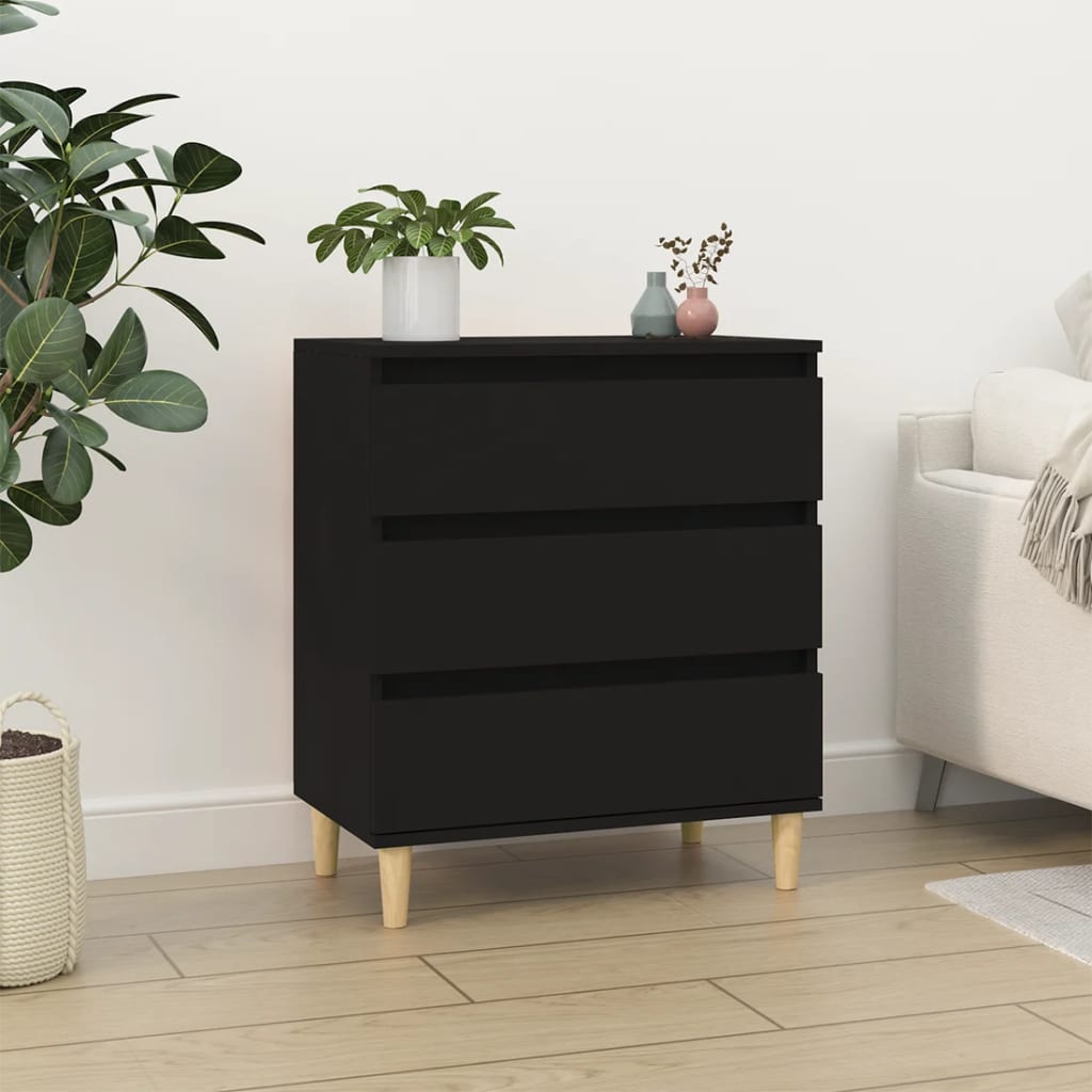 Dressoir 60x35x70 cm bewerkt hout zwart is nu te koop bij PeponiXL, paradijselijk wonen!