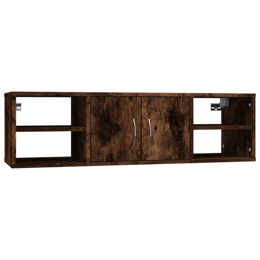 Wandschap 102x30x29 cm bewerkt hout gerookt eikenkleurig is nu te koop bij PeponiXL, paradijselijk wonen!