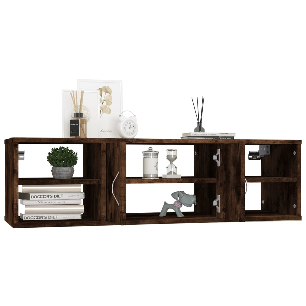 Wandschap 102x30x29 cm bewerkt hout gerookt eikenkleurig is nu te koop bij PeponiXL, paradijselijk wonen!