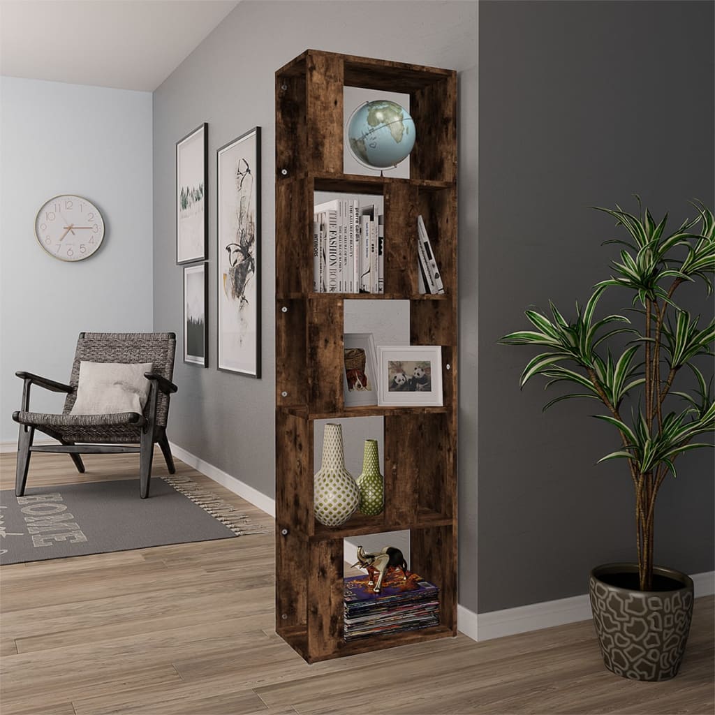 Boekenkast 45x24x160 cm bewerkt hout gerookt eikenkleurig is nu te koop bij PeponiXL, paradijselijk wonen!
