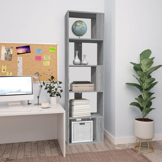 Boekenkast 45x24x160 cm bewerkt hout grijs sonoma eikenkleurig is nu te koop bij PeponiXL, paradijselijk wonen!