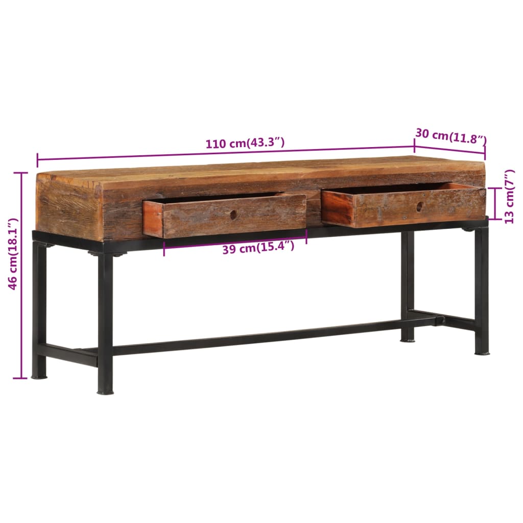 Tv-meubel 110x30x46 cm massief gerecycled hout is nu te koop bij PeponiXL, paradijselijk wonen!