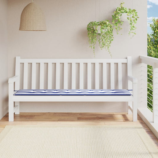 Tuinbankkussen gestreept 200x50x4 cm stof wit en blauw is nu te koop bij PeponiXL, paradijselijk wonen!