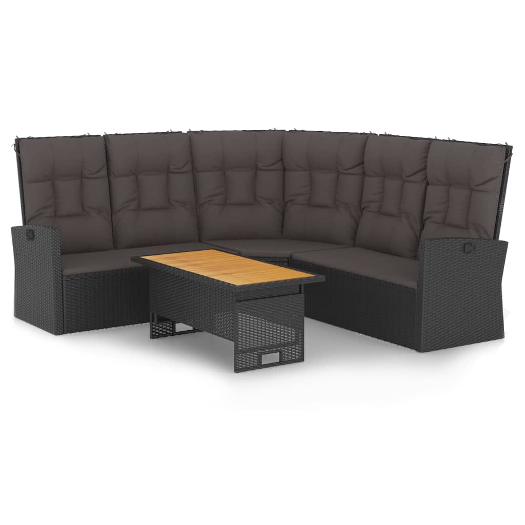 2-delige Loungeset met kussens poly rattan zwart is nu te koop bij PeponiXL, paradijselijk wonen!