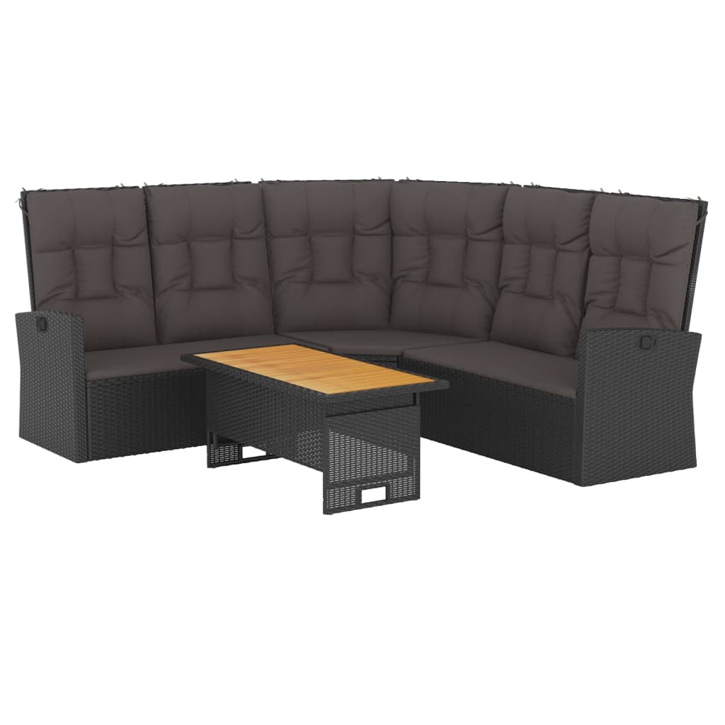 2-delige Loungeset met kussens poly rattan zwart is nu te koop bij PeponiXL, paradijselijk wonen!