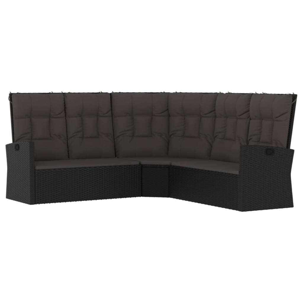 2-delige Loungeset met kussens poly rattan zwart is nu te koop bij PeponiXL, paradijselijk wonen!