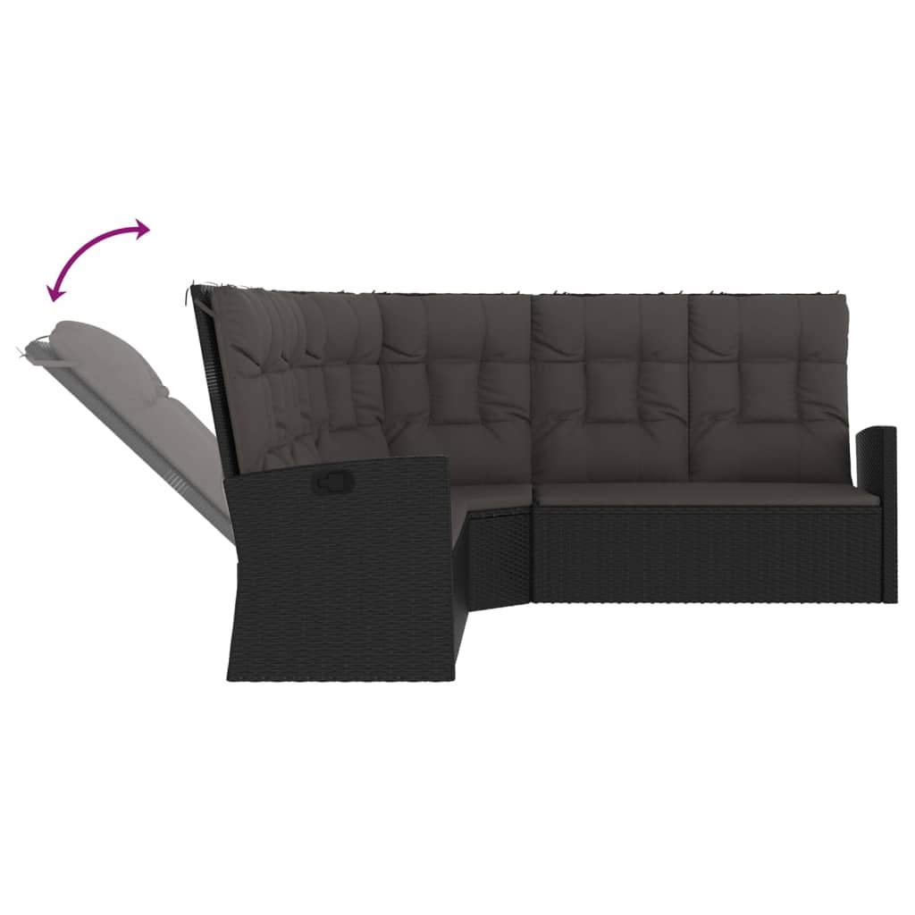 2-delige Loungeset met kussens poly rattan zwart is nu te koop bij PeponiXL, paradijselijk wonen!