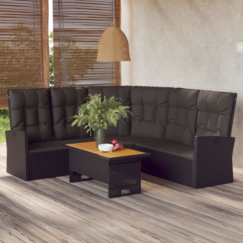 2-delige Loungeset met kussens poly rattan zwart is nu te koop bij PeponiXL, paradijselijk wonen!