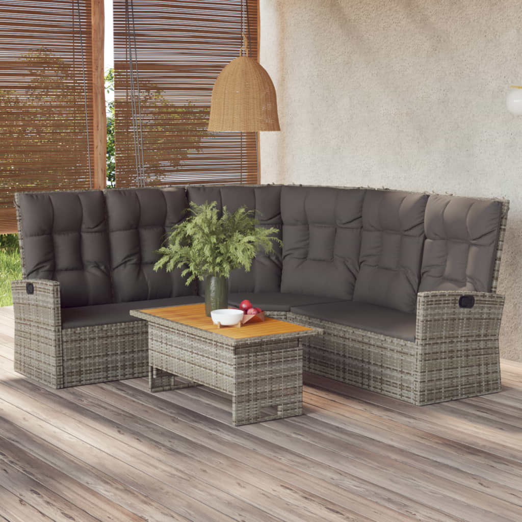 2-delige Loungeset met kussens poly rattan grijs is nu te koop bij PeponiXL, paradijselijk wonen!