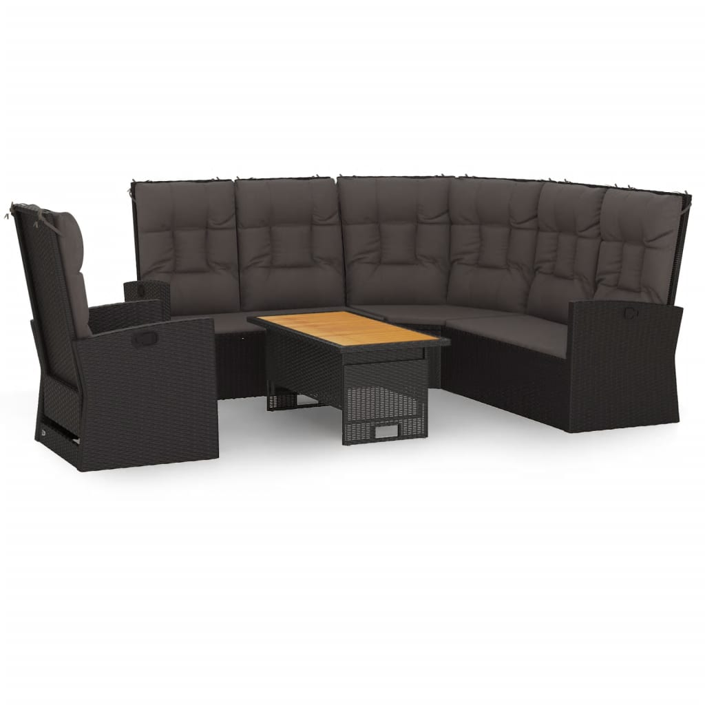 3-delige Loungeset met kussens poly rattan zwart is nu te koop bij PeponiXL, paradijselijk wonen!