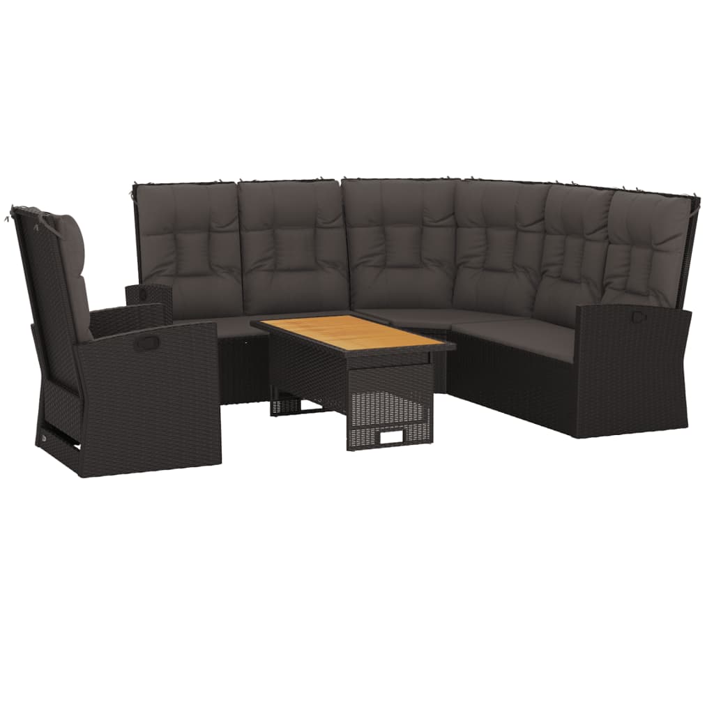 3-delige Loungeset met kussens poly rattan zwart is nu te koop bij PeponiXL, paradijselijk wonen!
