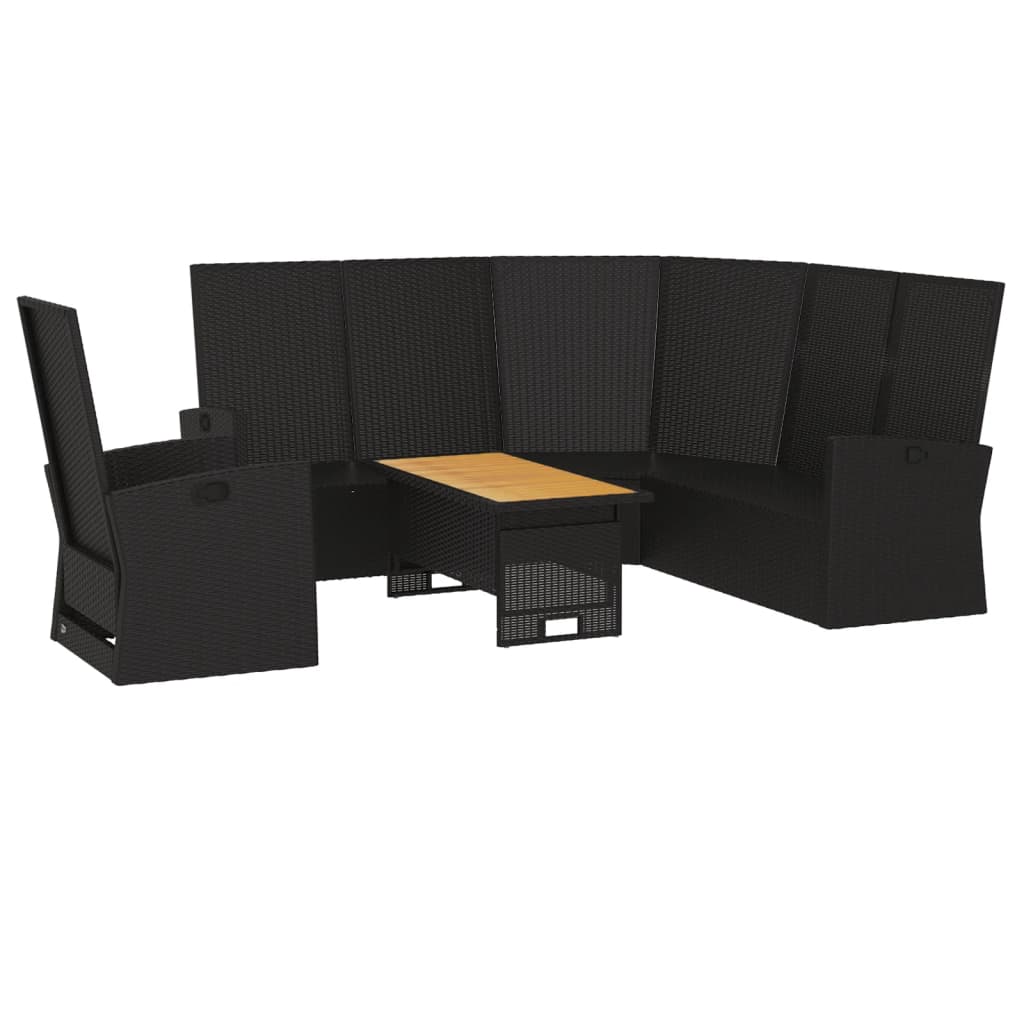 3-delige Loungeset met kussens poly rattan zwart is nu te koop bij PeponiXL, paradijselijk wonen!
