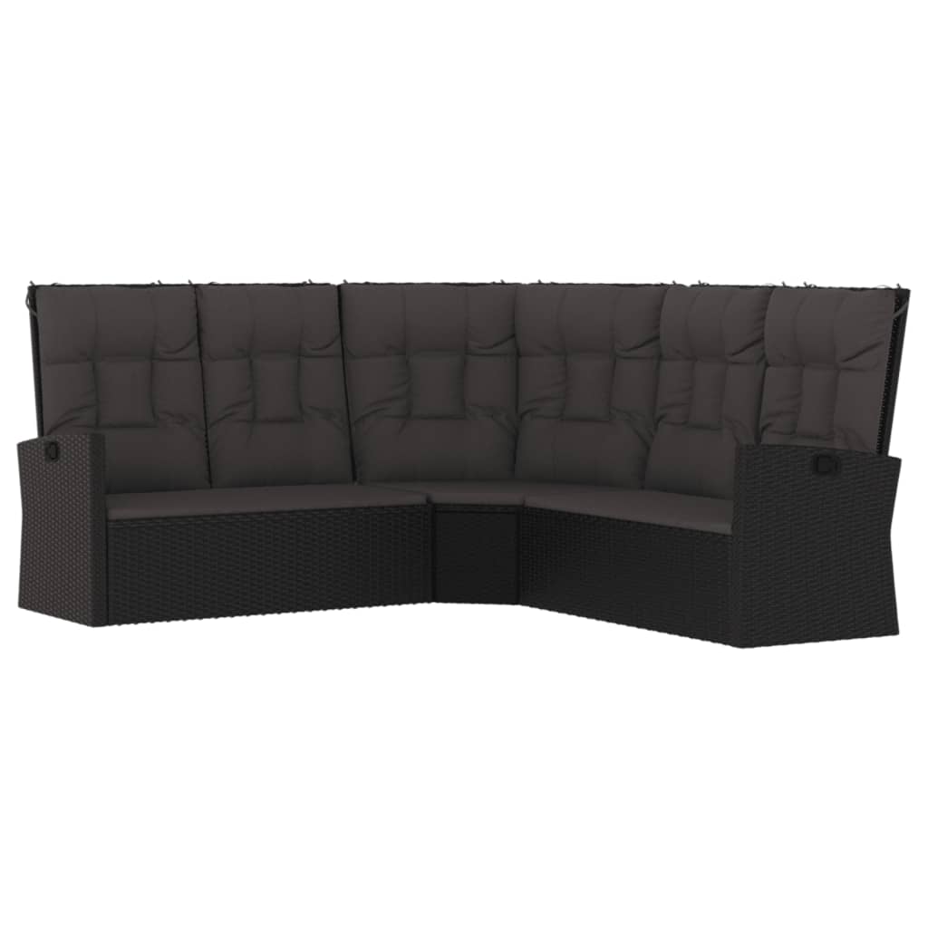 3-delige Loungeset met kussens poly rattan zwart is nu te koop bij PeponiXL, paradijselijk wonen!