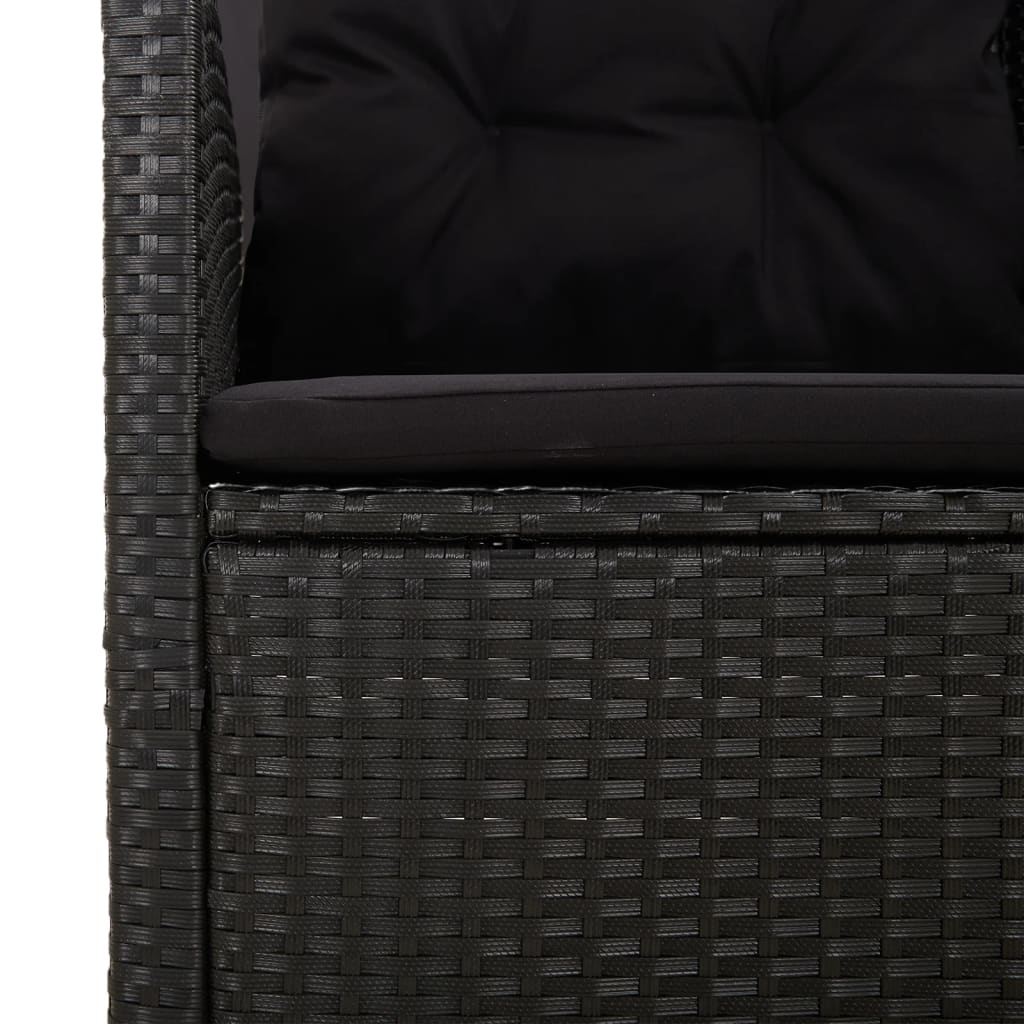 3-delige Loungeset met kussens poly rattan zwart is nu te koop bij PeponiXL, paradijselijk wonen!