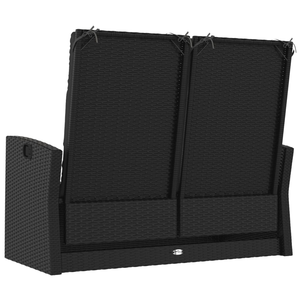 Tuinbank verstelbaar met kussens 118 cm poly rattan zwart is nu te koop bij PeponiXL, paradijselijk wonen!