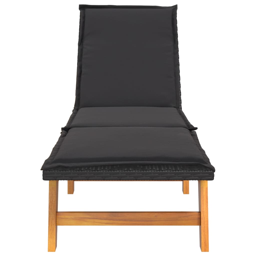 Ligbed met kussen poly rattan en massief acaciahout is nu te koop bij PeponiXL, paradijselijk wonen!