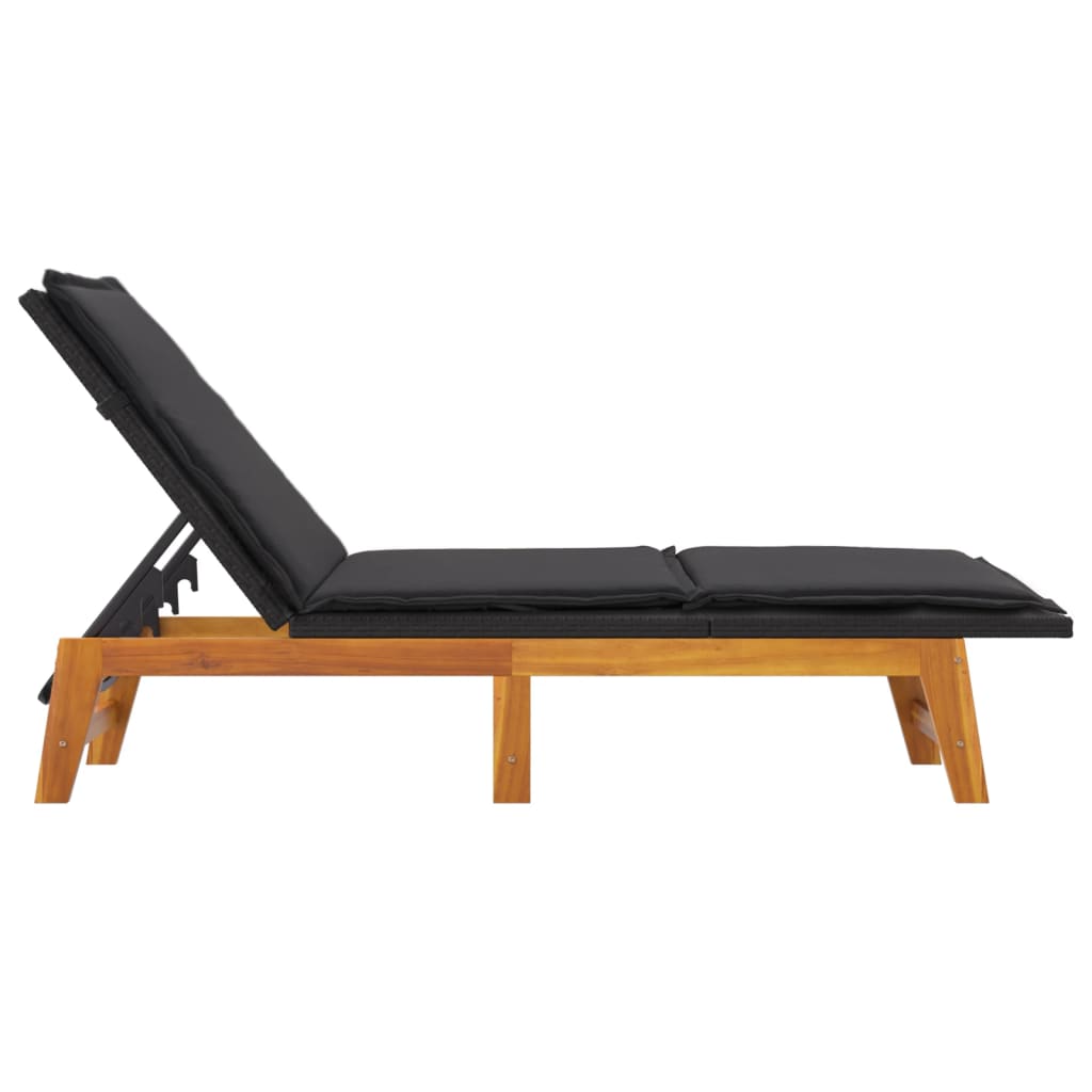 Ligbed met kussen poly rattan en massief acaciahout is nu te koop bij PeponiXL, paradijselijk wonen!