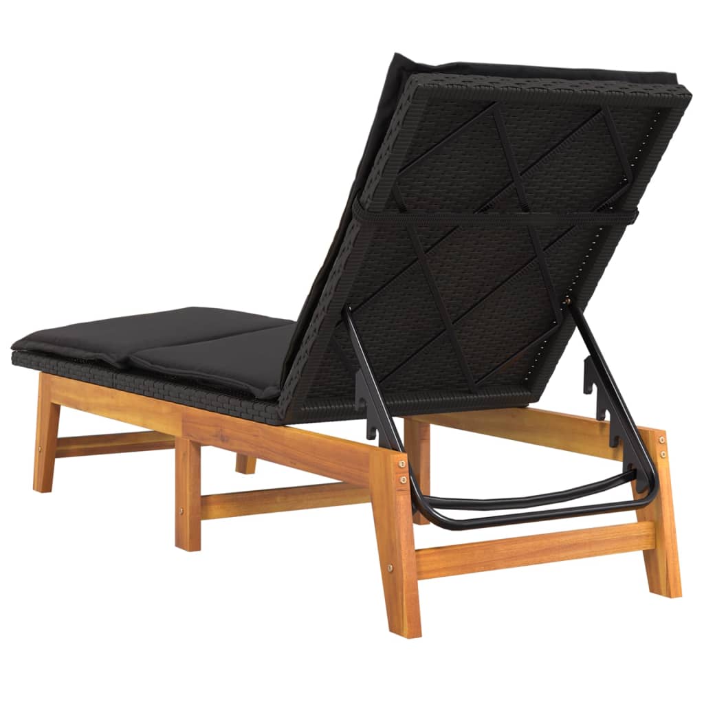 Ligbed met kussen poly rattan en massief acaciahout is nu te koop bij PeponiXL, paradijselijk wonen!