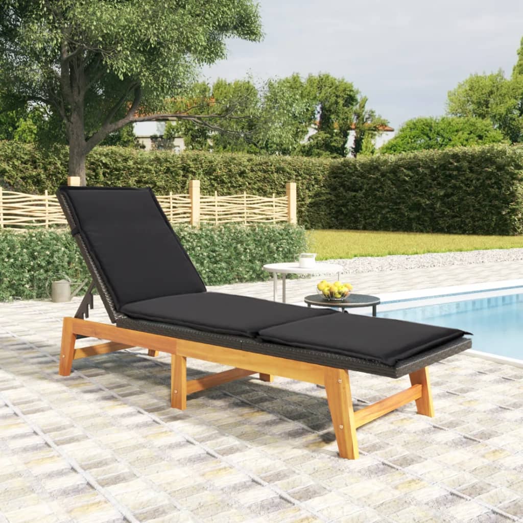 Ligbed met kussen poly rattan en massief acaciahout is nu te koop bij PeponiXL, paradijselijk wonen!